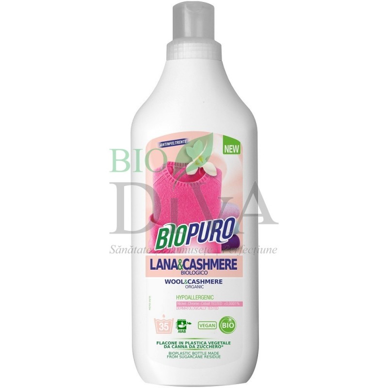Detergent hipoalergenic pentru lână, mătase, angoră și cașmir 1 L BIOPURO