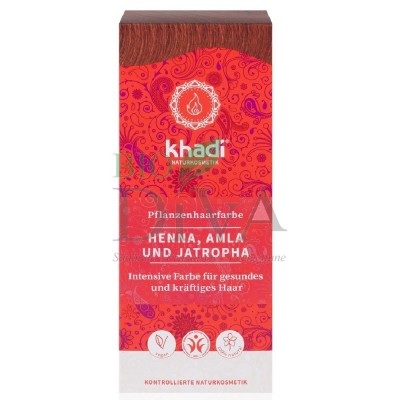 Henna cu amla și jatropha (Roșu) vopsea de păr naturală KHADI