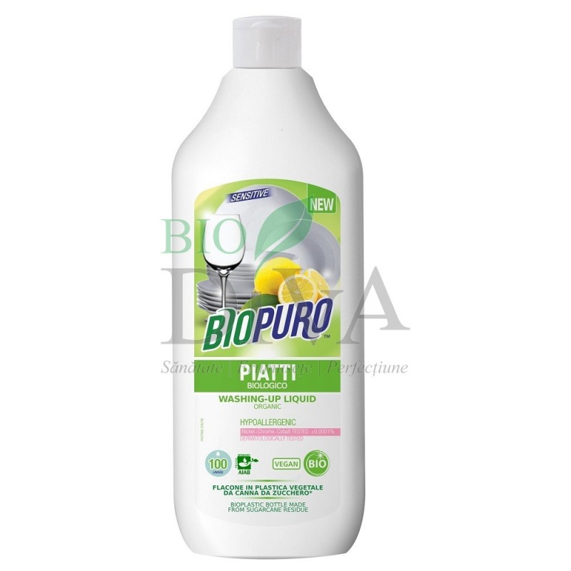 Detergent hipoalergenic pentru vase cu lămâie BIOPURO