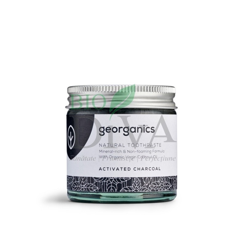Pastă de dinți minerală Charcoal în borcănel 60ml Georganics