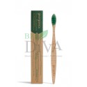 Periuță de dinți medium verde din lemn de fag Georganics