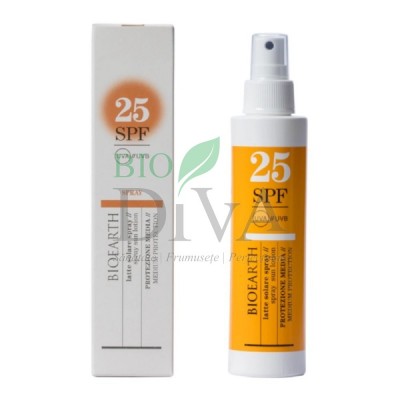 Loțiune solară spray pentru corp SPF25 cu ganoderma 150ml Bioearth