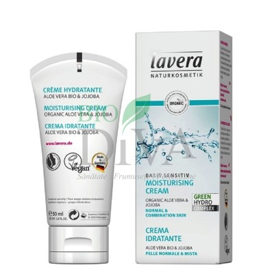 Cremă hidratantă cu aloe vera și jojoba pentru ten normal mixt Basis Sensitiv 50ml Lavera