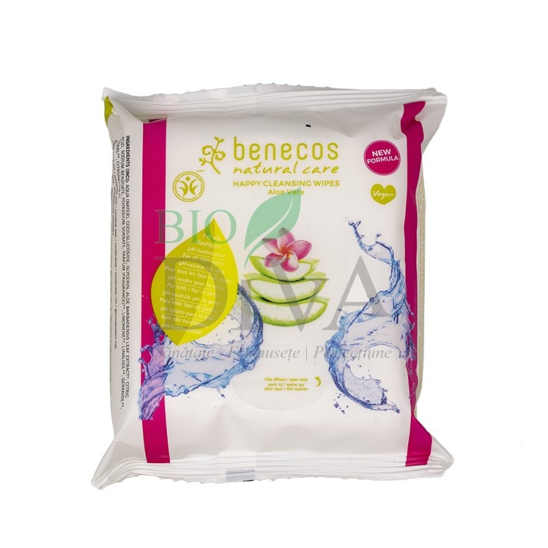 Șervețele demachiante cu aloe vera si portocale 25 buc Benecos