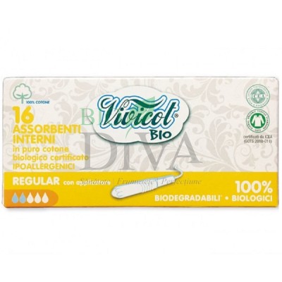 Tampoane normal din bumbac organic cu aplicator 16 buc Vivicot