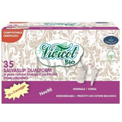 Protej slip din bumbac organic dual form (normal și tanga) 35 buc Vivicot