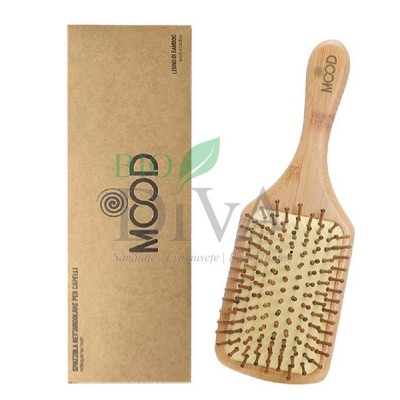 Perie pentru păr rectangulară din lemn de bambus Mood Bio Essenze
