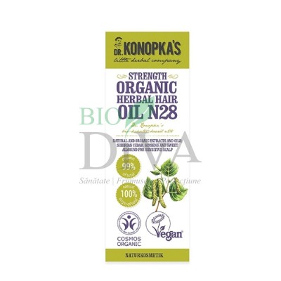 Ulei organic no. 28 tratament pentru întărirea firului de păr Dr. Konopka