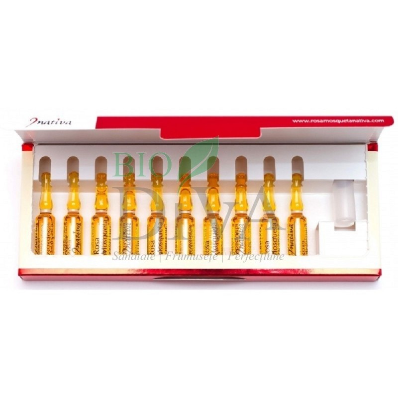 Ulei pur de rosa mosqueta presat la rece 10 fiole x 2 ml Irisana