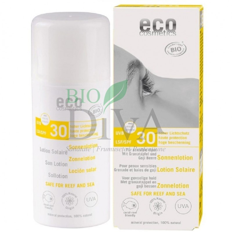 Loțiune fluidă de protecție solară SPF 30 cu goji și rodie 100 ml Eco Cosmetics