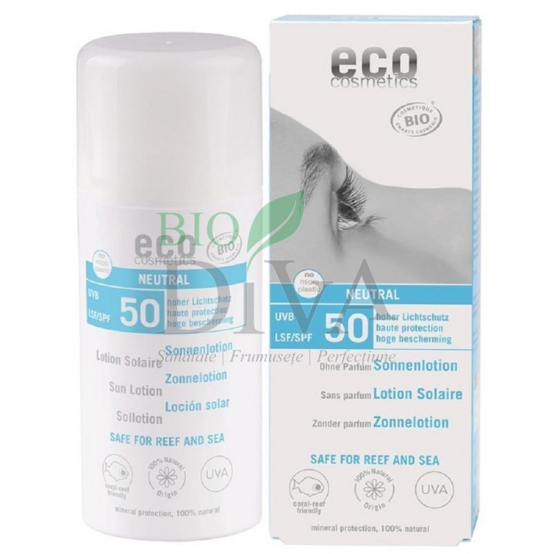Loțiune fluidă de protecție solară SPF 50 fără parfum 100 ml Eco Cosmetics