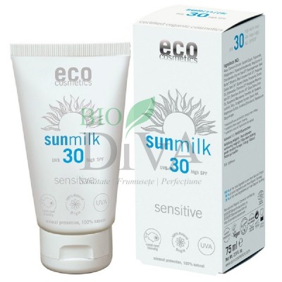 Lapte de plajă SPF 30 bio pentru piele sensibilă cu ulei de zmeură Eco Cosmetics