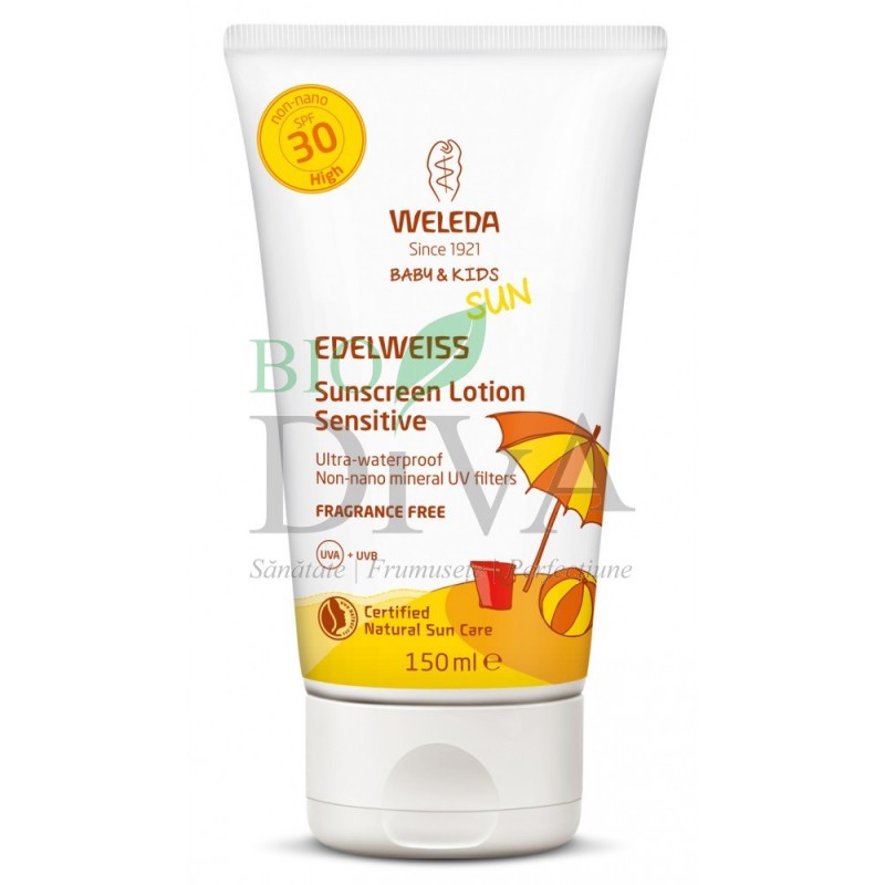 Loțiune de soare cu floare de colț SPF 30 bebe și copii 150 ml Weleda