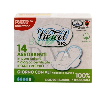 Absorbante de zi din bumbac organic cu aripioare 14 buc Vivicot
