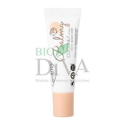 Balsam de buze incolor cu cocos Balmy 04 PuroBio Cosmetics