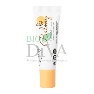 Balsam de buze incolor cu caramel Balmy 06 PuroBio Cosmetics