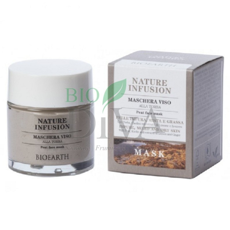 Mască cu turbă ten impur și gras Nature Infusion 100 ml Bioearth