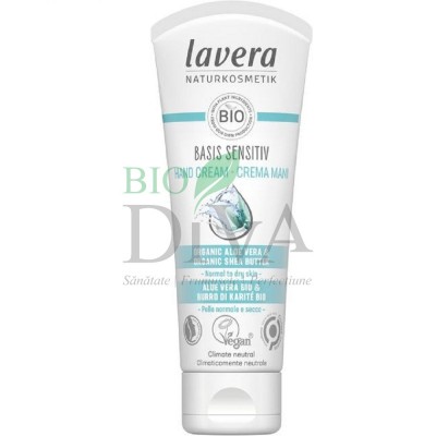 Cremă de mâini cu aloe vera și shea Basis Sensitiv Lavera