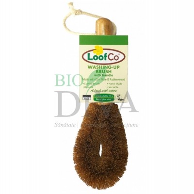 Perie luffa cu mâner din fibre de cocos pentru spălat vasele LoofCo