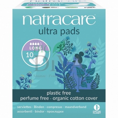 Absorbante lungi cu aripioare și strat de bumbac organic (de noapte) Natracare