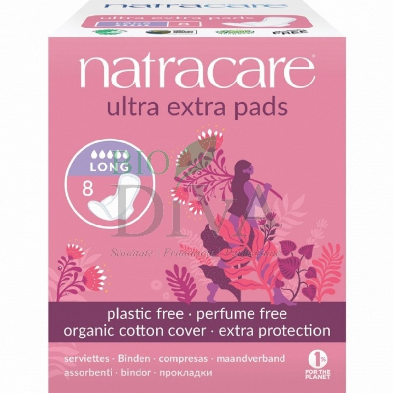 Absorbante ultra extra de noapte (5 picături) lung Natracare