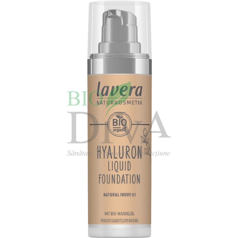 Fond de ten bio cu acid hialuronic Hyaluron Liquid 01 Natural Ivory 30ml Lavera