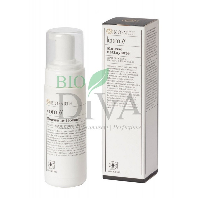 Spumă demachiantă cu extract de melc Loom Bioearth