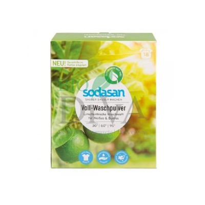 Detergent praf bio pentru rufe albe și colorate cu lime Sodasan