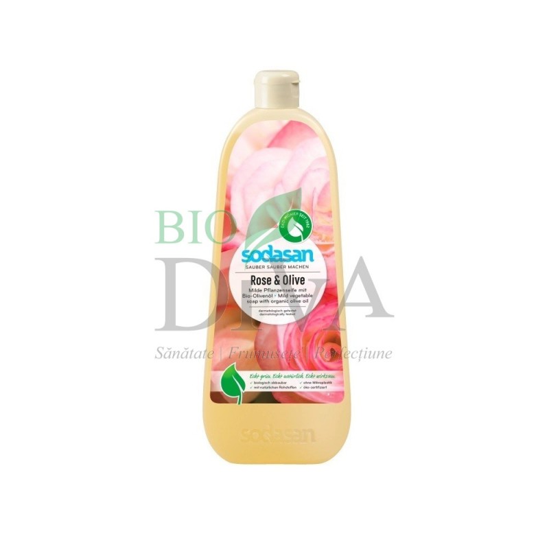 Săpun lichid și gel de duș ecologic cu trandafiri și măsline 1L Sodasan