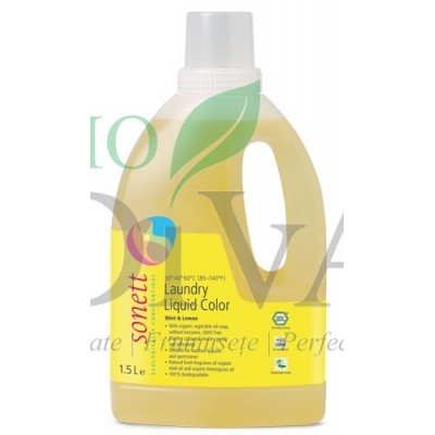 Detergent ecologic lichid pentru rufe colorate cu mentă și lămâie Sonett