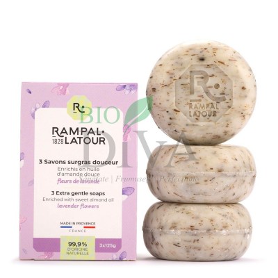 Pachet 3 sapunuri naturale cu flori de lavanda RAMPAL LATOUR