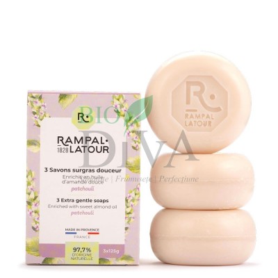 Pachet 3 săpunuri naturale cu patchouli Rampal Latour