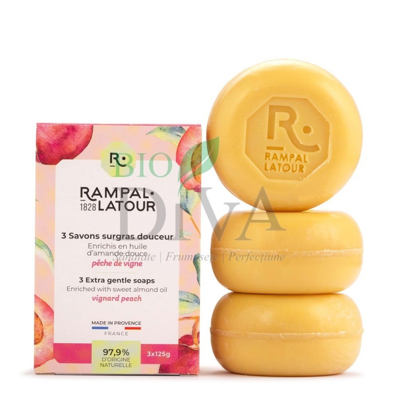 Pachet 3 sapunuri naturale cu piersica RAMPAL LATOUR