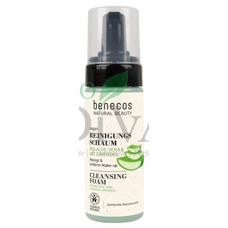 Spumă de curățare delicată cu aloe vera si lavandă bio Benecos