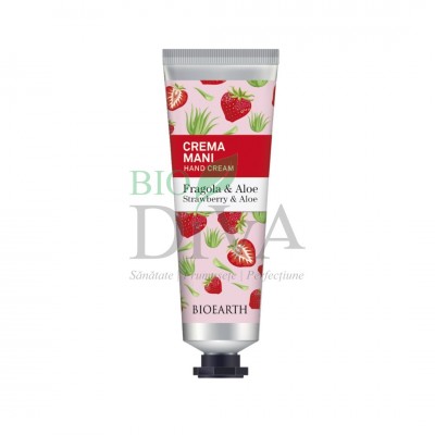 Crema de maini cu aloe si capsuni 30 ml Bioearth