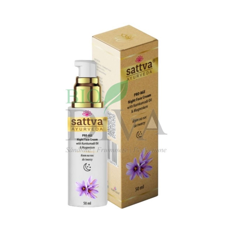 Crema de față antirid de noapte cu kumkumadi și magneziu 50ml Sattva Ayurveda