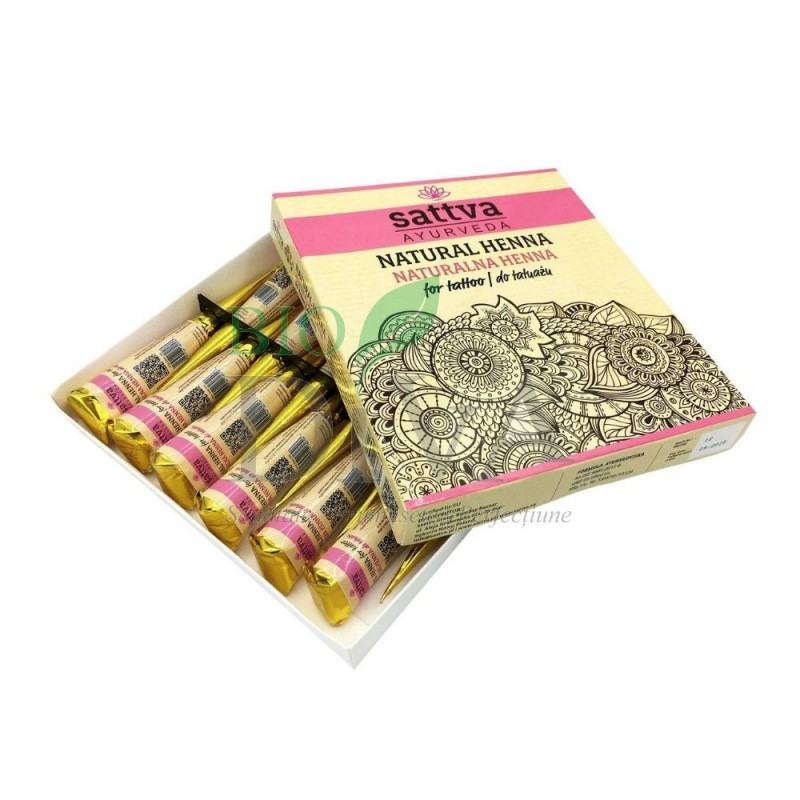 Set de 12 bucăți henna pentru tatuaje temporare Henna Tattoo Sattva Ayurveda