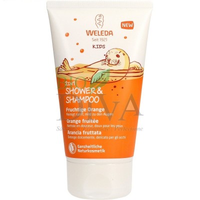 Gel de duș și șampon 2 în 1 cu orange Kids pentru copii Weleda